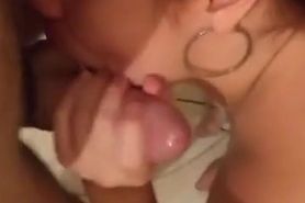 Chubby wife tastes cum