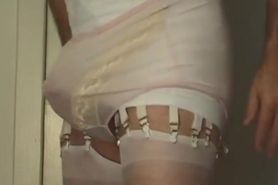 Dyanne JO in 20-garter girdle -- Cum Drops Keep Falling