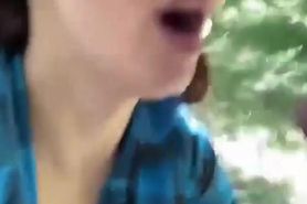 Busy slut anal fucked and get facial outdoor in the woo