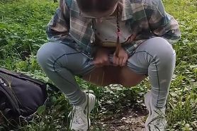 Wriggling my jeans down to do a big pee in the forest