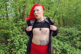 Supa Red with tiny tits makes her wees come out