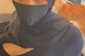 Touching Big Arab Hijabi tits