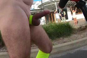 WNBR Byron Bay public erection very happy people