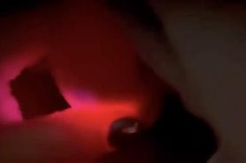 Masturbating with wall dildo