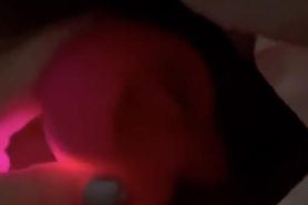 Masturbating with wall dildo