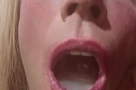 Brianna drinks own piss then 80 loads of cum force puke