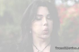 Trans under stress gets massage and blowjob