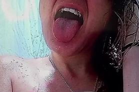 CumSlut opening her mouth to receive huge load of CUM