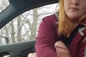 Handjob in car