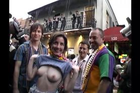 Phoebe Tudor showing off nice nipples at mardi gras