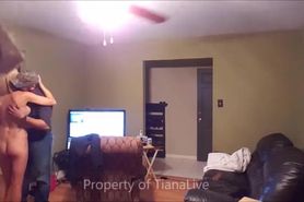 Wife fucks pizza delivery guy while husband spies on th