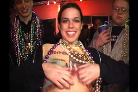 Jane Nagle waves hello before flashing her tits