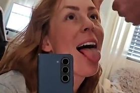 Sexy wife films herself taking facial