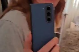 Sexy wife films herself taking facial