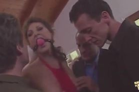 Slave Anna Nova dominated by three brutes