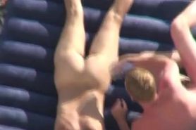 Masturbating with Stone dildo nudist beach