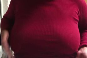 chubby wife playing with her big tits