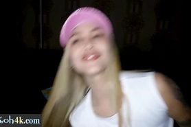 Blue eyed curvy Asian teen fucked herself in tight ass 