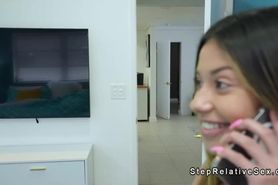 Big cock stepdad fucks Latin teen in her bedroom