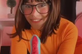 a teen Scooby Doo mast on webcam