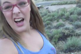 a blonde pissing outside 7854