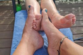 Jerk off and cum all over our toes